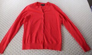 Sisters Red Button Front Cardigan Sweater Crew Neck Long Sleeve Cotton Size M